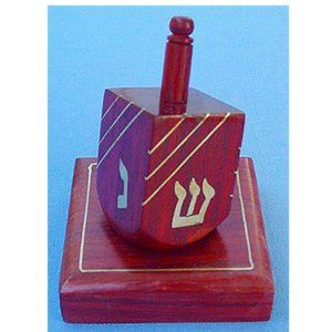 Vintage Wood & Brass Dreidel & stand